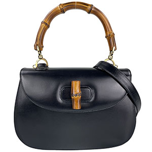 グッチ バンブー レザー ブラック 2WAY ハンドバッグ