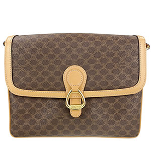 セリーヌ マカダム PVC レザー ブラウン ショルダーバッグ