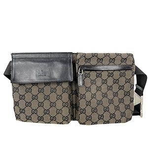 グッチ GGキャンバス キャンバス レザー ブラック ウエストバッグ