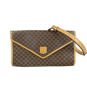 セリーヌ マカダム PVC レザー ブラウン ショルダーバッグ