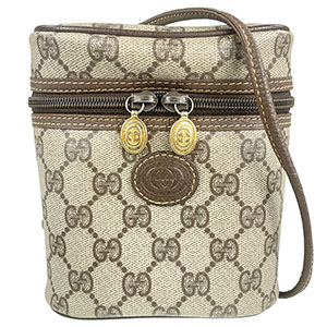 グッチ GGプラス PVC レザー ブラウン ショルダーバッグ