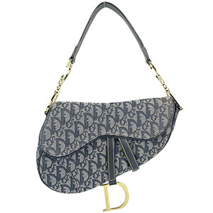 ディオール サドルバッグ トロッター キャンバス レザー ネイビー ショルダーバッグ