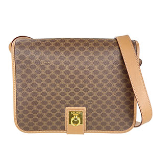 セリーヌ マカダム ガンチーニ PVC レザー ブラウン ショルダーバッグ