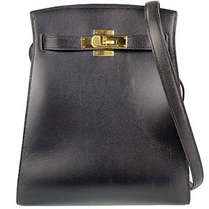 エルメス ケリー スポーツMM ボックスカーフ ブラック ショルダーバッグ