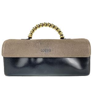 ロエベ ベラスケス ツイスト レザー ブラック ブラウン ハンドバッグ