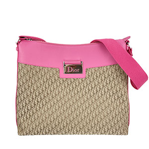 ディオール トロッター キャンバス レザー ピンク  ベージュ ショルダーバッグ