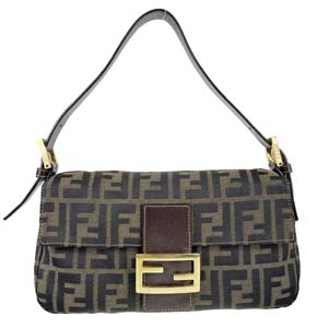 フェンディ マンマバゲット ズッカ キャンバス レザー ブラウン ショルダーバッグ