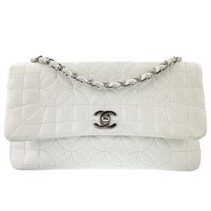 シャネル 24cm ラムスキン ホワイト ショルダーバッグ