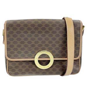 セリーヌ マカダム サークル ロゴ PVC レザー ブラウン ショルダーバッグ