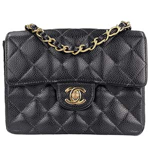 シャネル ミニマトラッセ 18㎝ キャビアスキン ブラック チェーン ショルダーバッグ