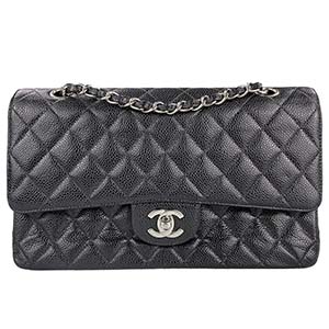 シャネル マトラッセ 25㎝ キャビアスキン ブラック ショルダーバッグ