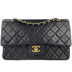 シャネル マトラッセ 25㎝ ラムスキン ブラック ショルダーバッグ