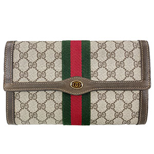 グッチ オールドグッチ シェリーライン PVC レザー ベージュ ブラウン セカンドバッグ