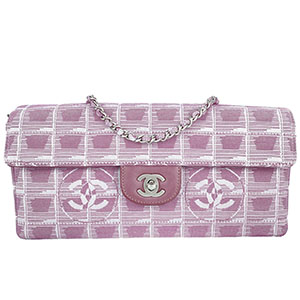 シャネル ニュートラベルライン ナイロンジャガード レザー ピンク ショルダーバッグ