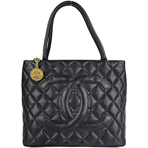シャネル 復刻トート マトラッセ キャビアスキン ゴールド金具 ブラック トートバッグ