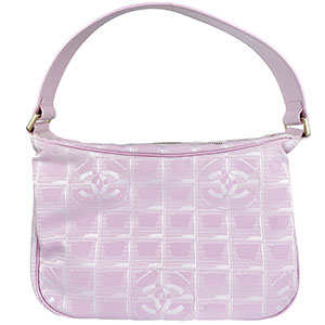 シャネル ニュートラベルライン ナイロンジャガード ピンク ショルダーバッグ