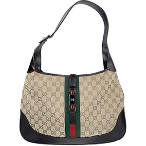 グッチ ジャッキー GGキャンバス キャンバス レザー ブラウン ショルダーバッグ