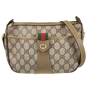 グッチ オールドグッチ シェリーライン PVC レザー ブラウン ショルダーバッグ