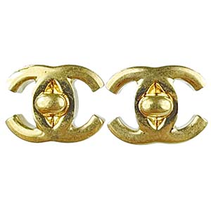 シャネル ターンロック ゴールドメッキ ゴールド イヤリング