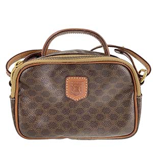 セリーヌ マカダム PVC レザー ブラウン 2WAY ハンドバッグ