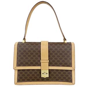 セリーヌ マカダム PVC レザー ブラウンハンドバッグ