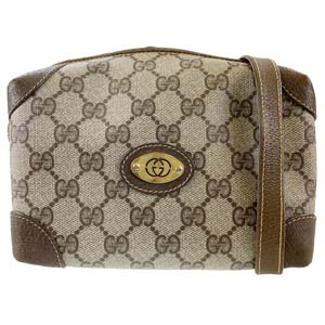 グッチ オールドグッチ PVC レザー ブラウン ショルダーバッグ