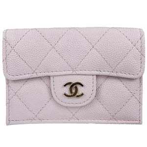 シャネル マトラッセ クラシック スモール フラップ ウォレット キャビアスキン ピンク 三つ折り財布