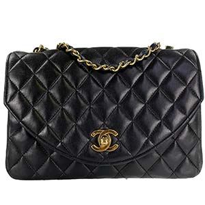 シャネル マトラッセ 23㎝ ラムスキン ブラック ショルダーバッグ