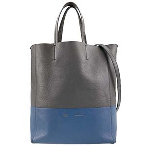 セリーヌ カバ バーティカル スモール ソフトグレインドカーフスキン グレイ ブルー 2WAY トートバッグ