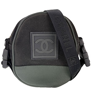 シャネル スポーツライン キャンバス ブラック グリーン ショルダーバッグ