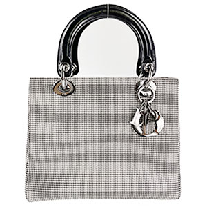 ディオール レディディオール キャンバス レザー 千鳥柄 ブラック ハンドバッグ