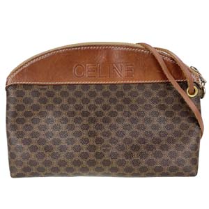 セリーヌ マカダム PVC レザー ブラウン ショルダーバッグ