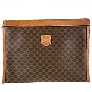 セリーヌ マカダム PVC レザー ブラウン クラッチバッグ