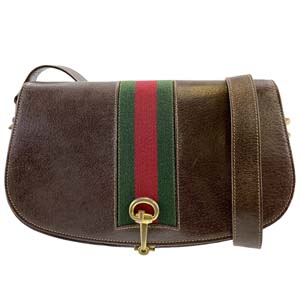 グッチ オールドグッチ シェリーライン レザー ブラウン ショルダーバッグ