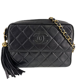 シャネル マトラッセ 22㎝ フリンジ ラムスキン ブラック ショルダーバッグ