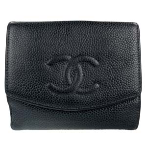 シャネル キャビアスキン CCロゴ Wホック 二つ折り 財布
