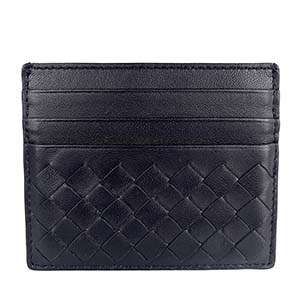 ボッテガ・ヴェネタ イントレチャート ラムスキン ブラック カードケース