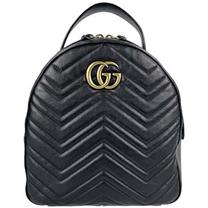 グッチ GGマーモント バックパック キルティング シェブロンレザー ブラック リュック