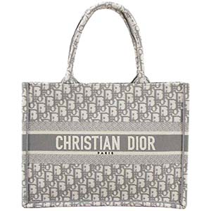 ディオール ブックトート ミディアム オブリーク エンブロイダリー キャンバス グレー トートバッグ