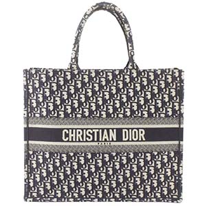 ディオール ブックトート ラージ オブリーク エンブロイダリー キャンバス ブルー トートバッグ