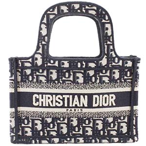 ディオール ブックトート ミニ オブリーク エンブロイダリー キャンバス ブルー トートバッグ