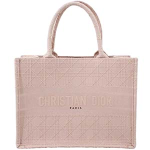 ディオール ブックトート ミディアム カナージュ エンブロイダリー キャンバス ピンク トートバッグ