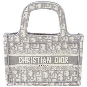 ディオール ブックトート ミニ オブリーク エンブロイダリー キャンバス グレー トートバッグ