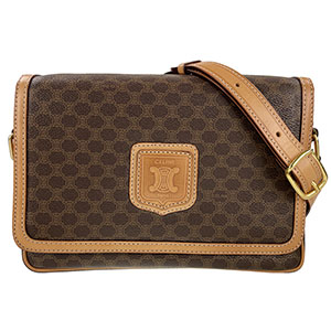 セリーヌ マカダム PVC レザー ブラウン ショルダーバッグ