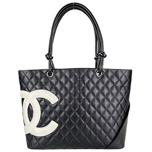 シャネル カンボンライン カーフスキン ブラック ラージ トートバッグ