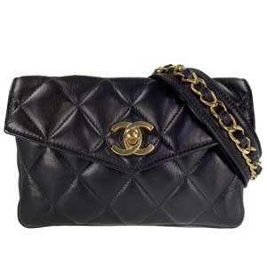 シャネル マトラッセ ラムスキン ブラック ウエストバッグ