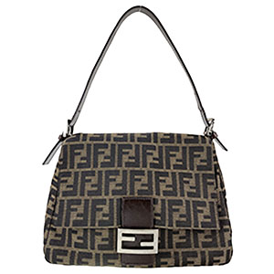 フェンディ マンマバゲット ズッカ キャンバス レザー ブラウン ショルダーバッグ