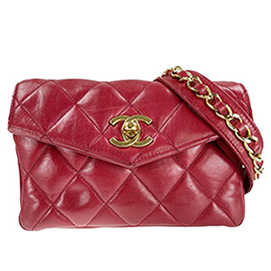 シャネル マトラッセ ラムスキン レッド ウエストバッグ