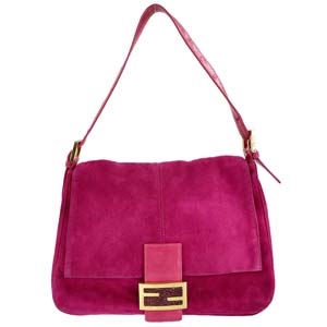 フェンディ マンマバゲット スエード レザー パープル ショルダーバッグ