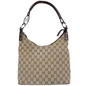 グッチ GGキャンバス キャンバス レザー ベージュ ブラウン ショルダーバッグ
